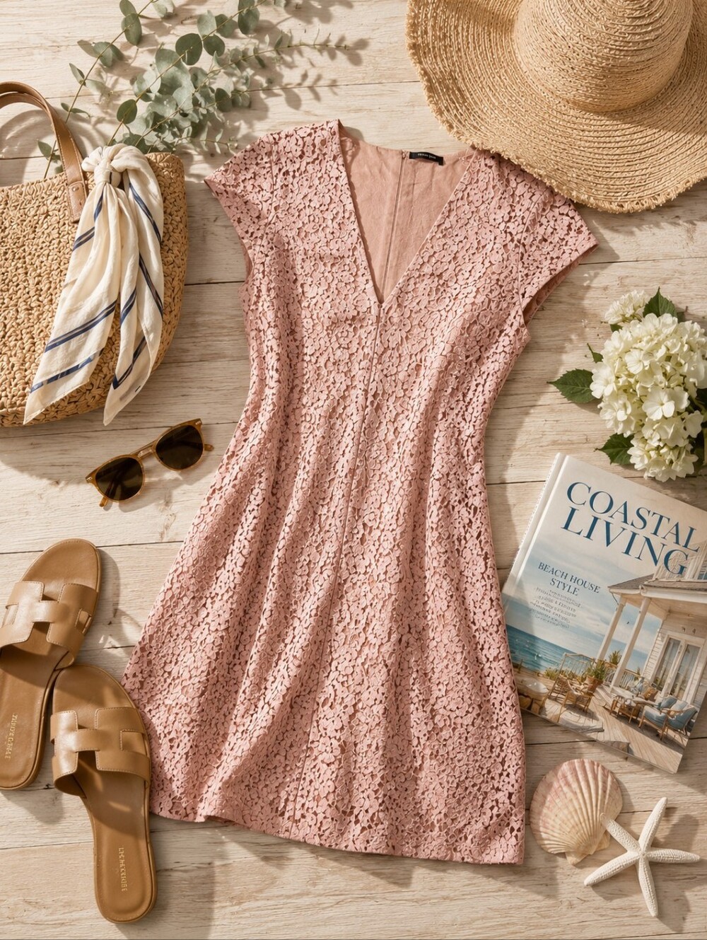 ZARA  Lace Shift Dress Blush Pink Size Med